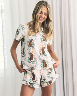 Organic Cotton Floral Leopard Print Short Pyjama Set