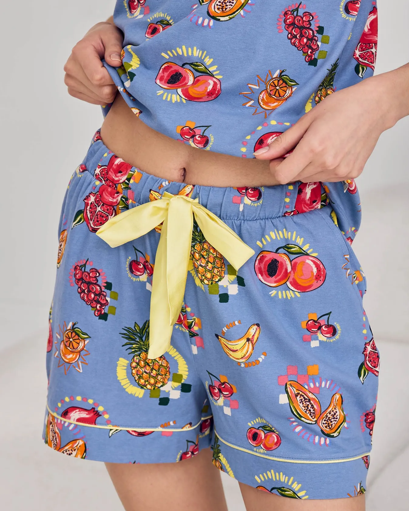 Organic Cotton Fruit Party Print Cami Short Pyjama Set