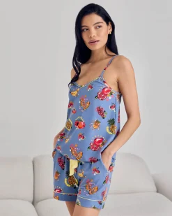 Organic Cotton Fruit Party Print Cami Short Pyjama Set
