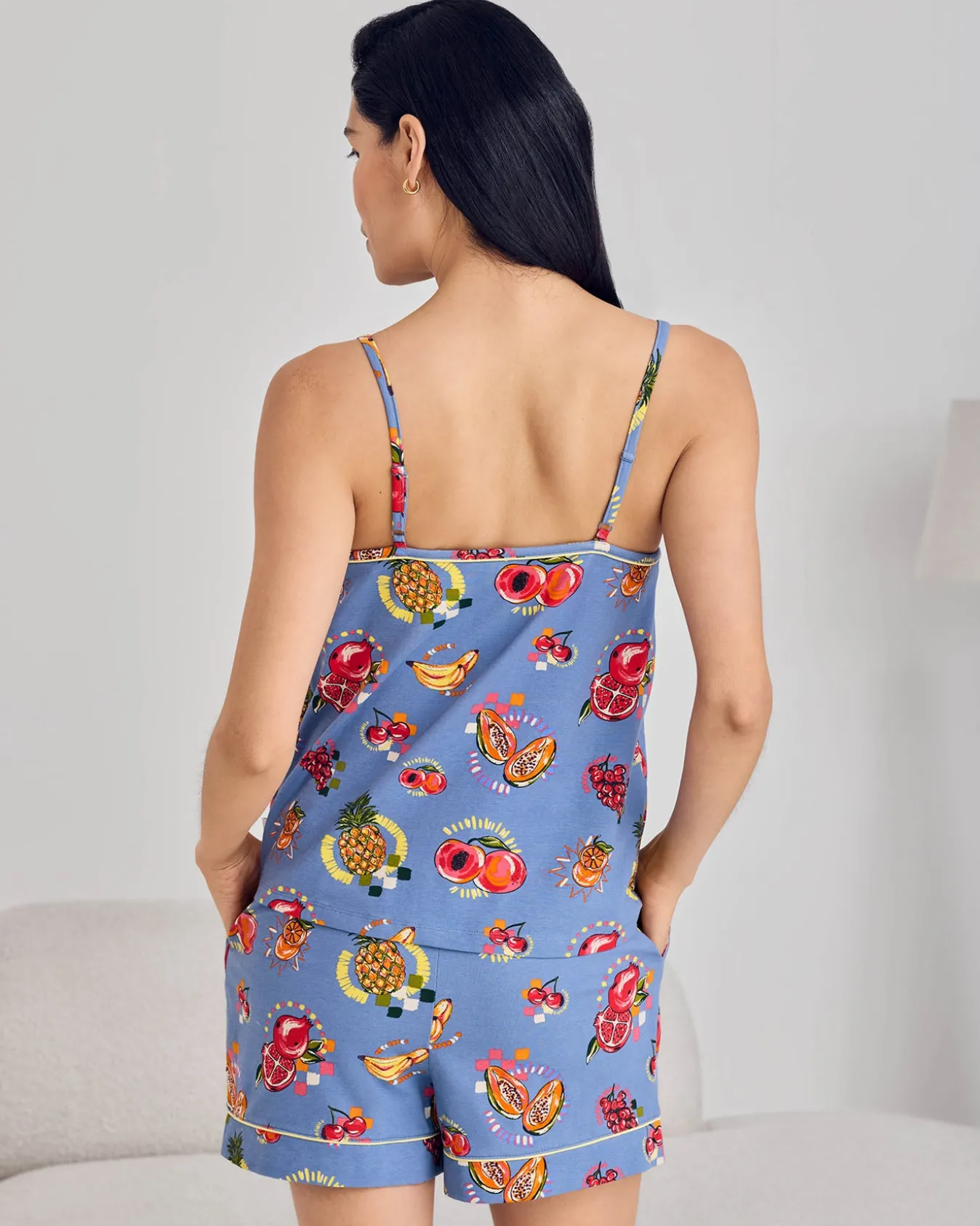 Organic Cotton Fruit Party Print Cami Short Pyjama Set