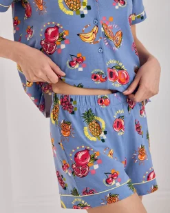 Organic Cotton Fruit Party Print Button Up Short Pyjama Set