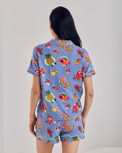 Organic Cotton Fruit Party Print Button Up Short Pyjama Set