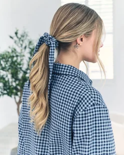 Organic Cotton Gingham Check Long Pyjama Set - Blue