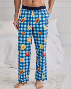 Organic Cotton Gingham Tropical Fruit Print Long Pyjama Bottoms