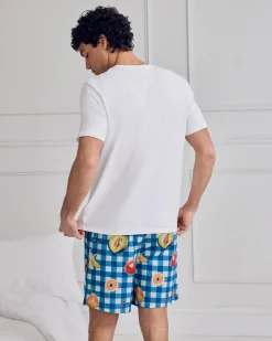 Organic Cotton Gingham Tropical Fruit Print Short Pyjama Set