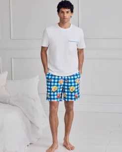 Organic Cotton Gingham Tropical Fruit Print Short Pyjama Set