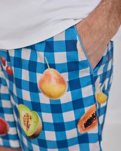 Organic Cotton Gingham Tropical Fruit Print Short Pyjama Set