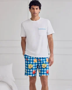 Organic Cotton Gingham Tropical Fruit Print Short Pyjama Set
