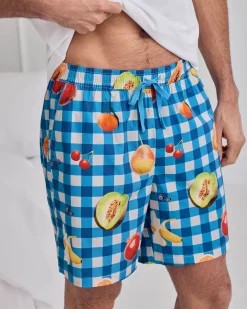 Organic Cotton Gingham Tropical Fruit Print Short Pyjama Set