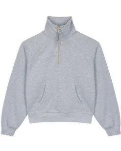 Organic Cotton Half-Zip Sweatshirt - Grey Marl