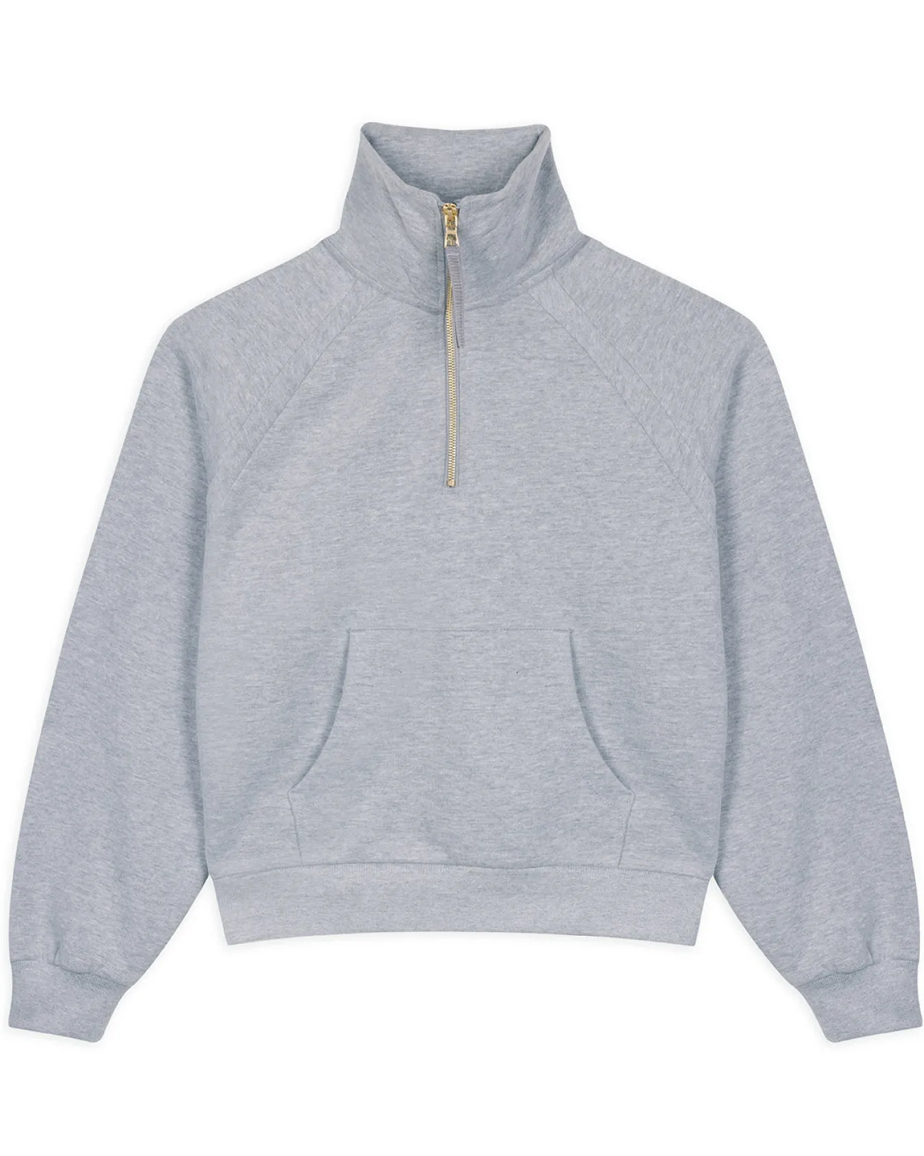 Organic Cotton Half-Zip Sweatshirt - Grey Marl