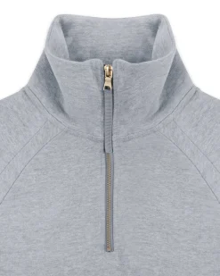 Organic Cotton Half-Zip Sweatshirt - Grey Marl