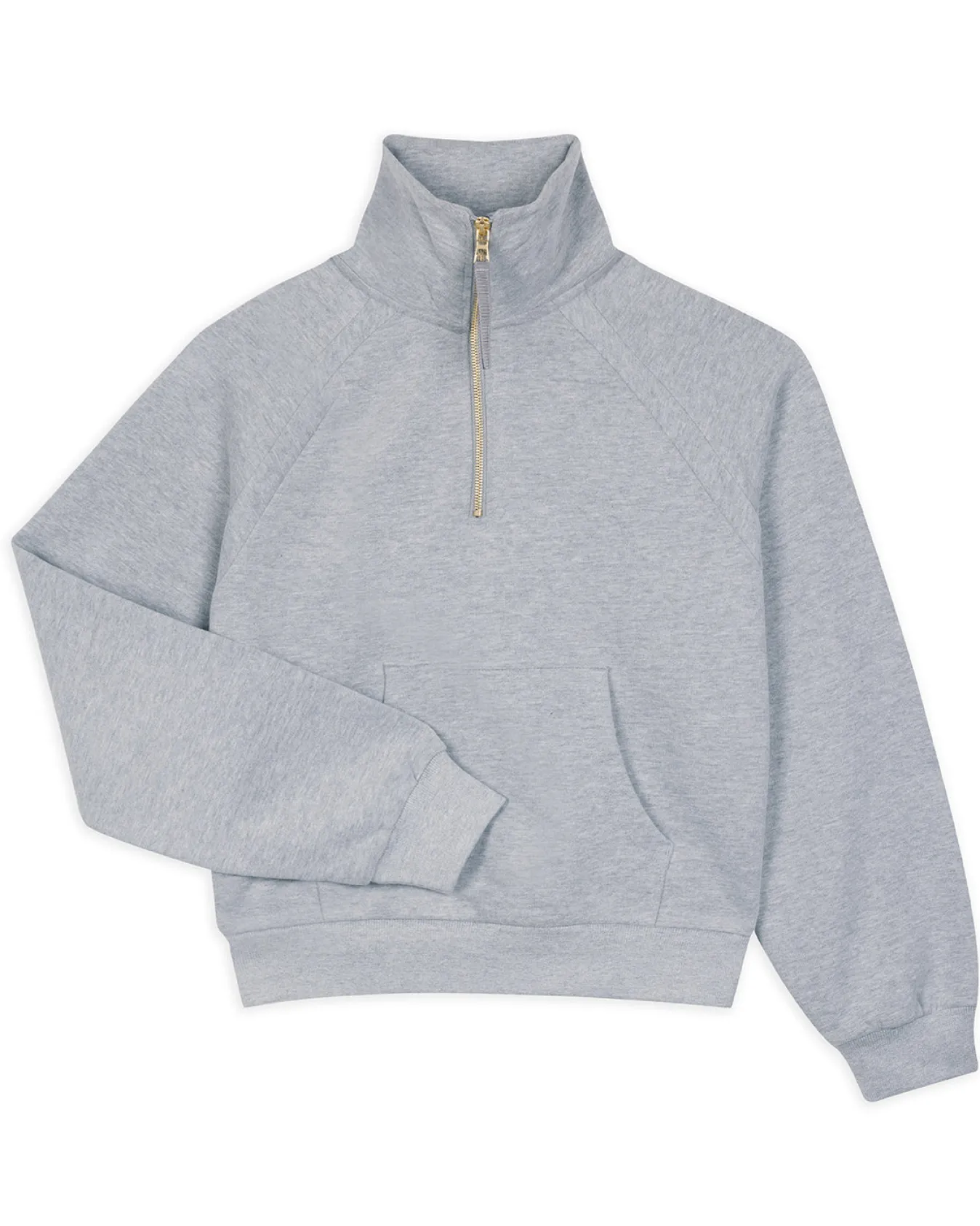 Organic Cotton Half-Zip Sweatshirt - Grey Marl