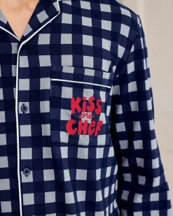 Organic Cotton Kiss the Chef Check Long Pyjama Set
