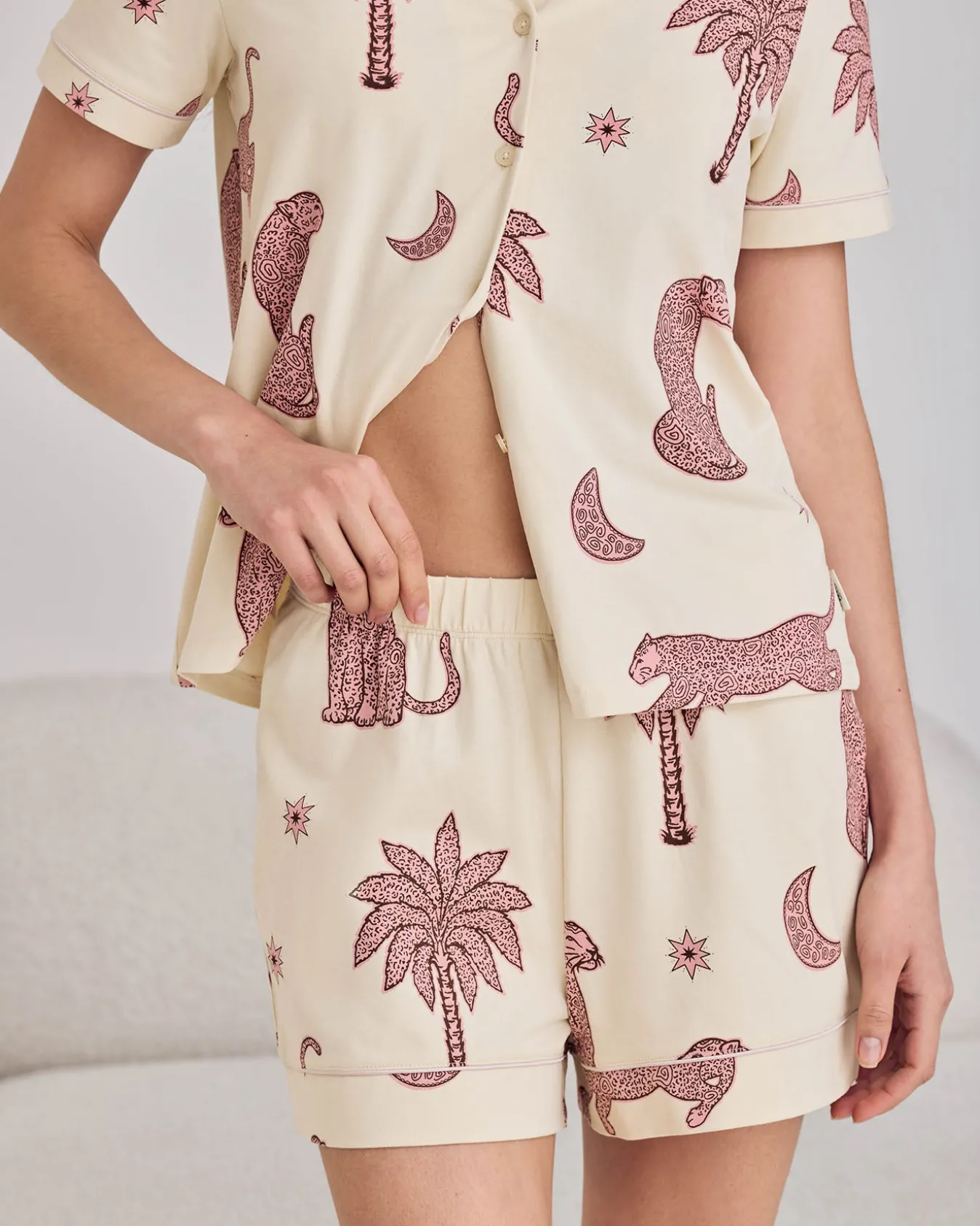 Organic Cotton Midnight Leopard Print Short Pyjama Set