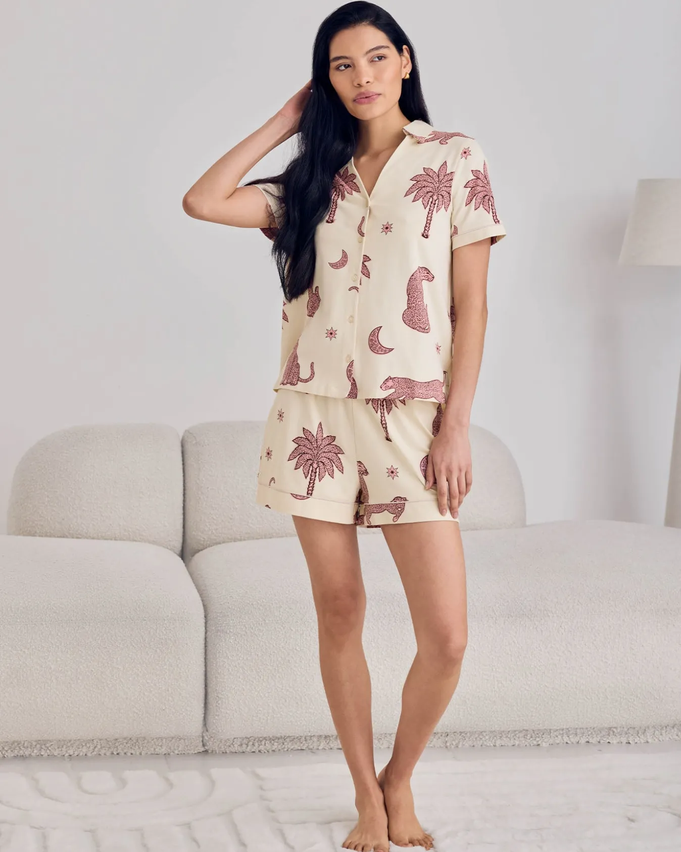 Organic Cotton Midnight Leopard Print Short Pyjama Set