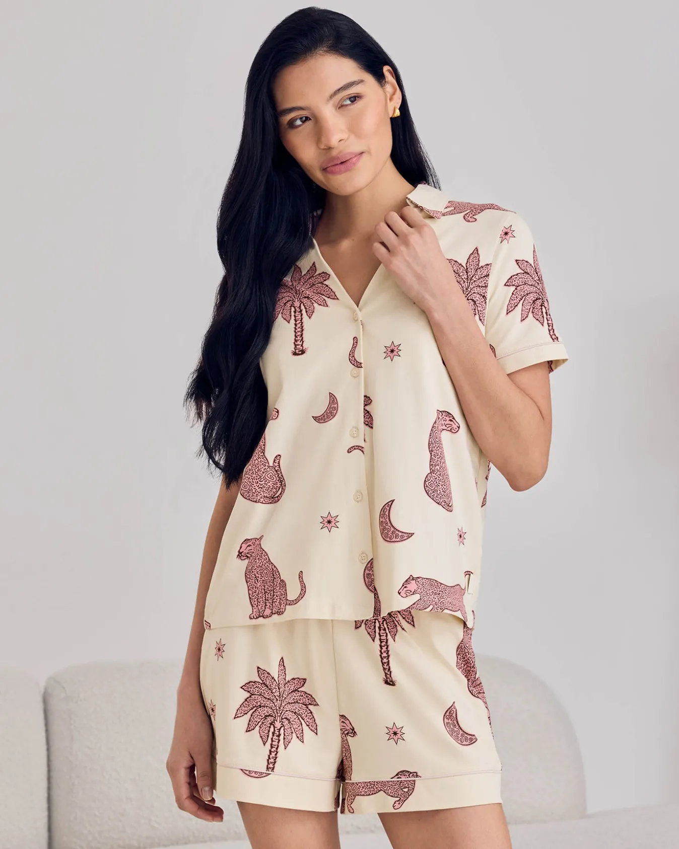 Organic Cotton Midnight Leopard Print Short Pyjama Set