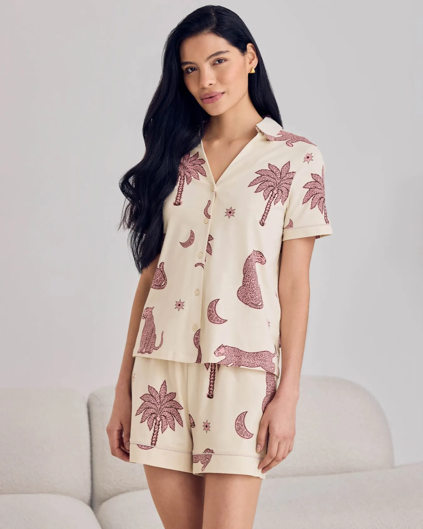 Organic Cotton Midnight Leopard Print Short Pyjama Set