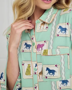 Organic Cotton Playing Card Animals Print Nightshirt