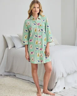 Organic Cotton Playing Card Animals Print Nightshirt