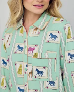 Organic Cotton Playing Card Animals Print Nightshirt