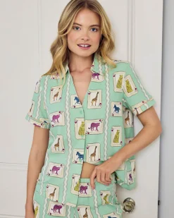 Organic Cotton Playing Card Animals Print Short Pyjama Set