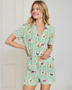 Organic Cotton Playing Card Animals Print Short Pyjama Set