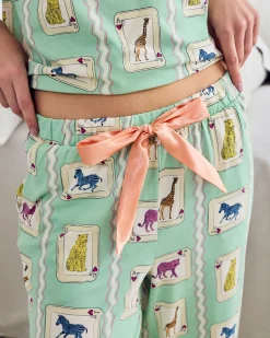 Organic Cotton Playing Card Animals Print Long Pyjama Set