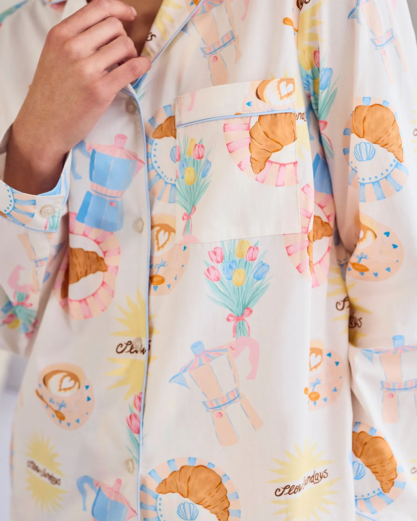 Organic Cotton Poplin Slow Sundays Print Long Pyjama Set