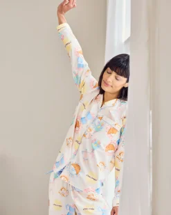 Organic Cotton Poplin Slow Sundays Print Long Pyjama Set