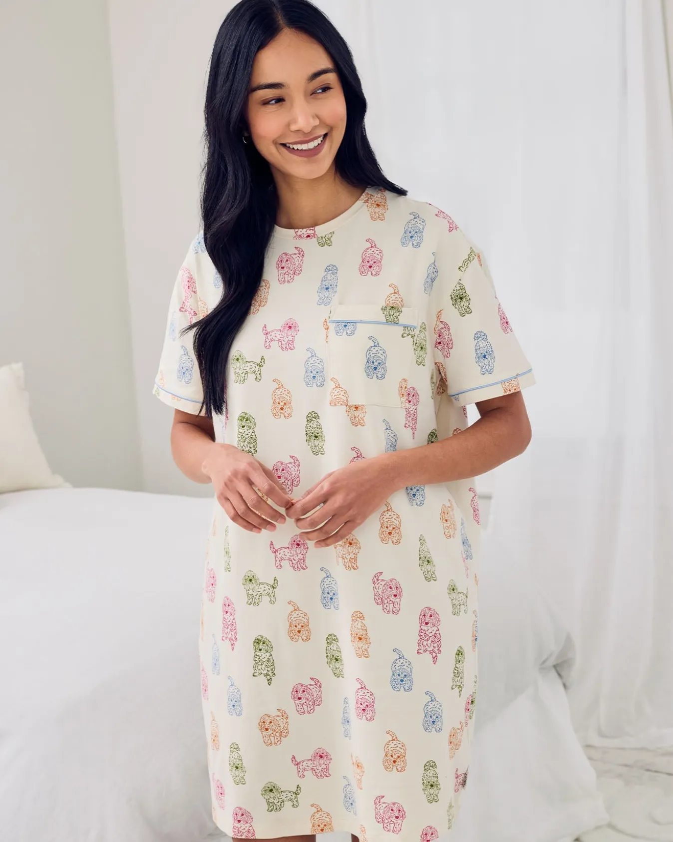Organic Cotton Rainbow Cockapoo Print Nightshirt