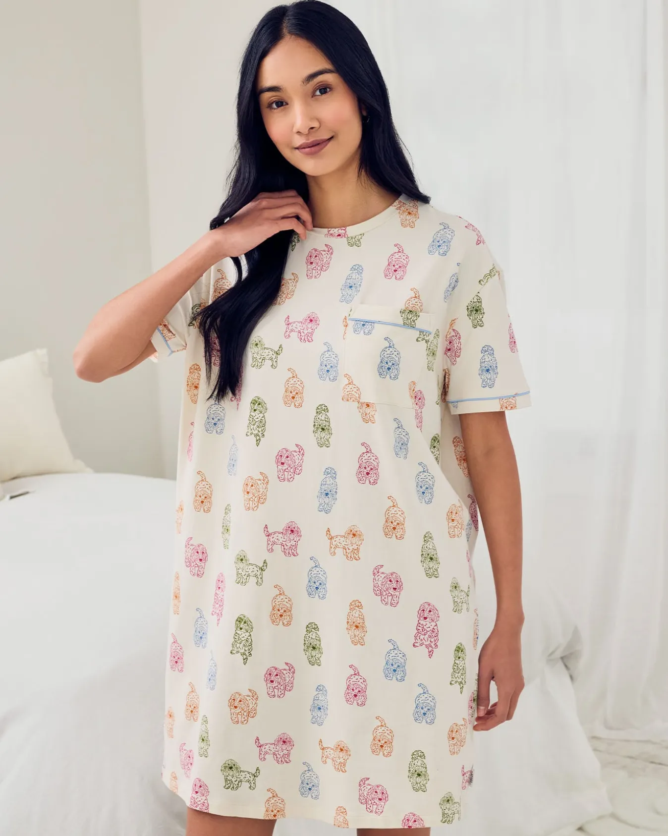 Organic Cotton Rainbow Cockapoo Print Nightshirt