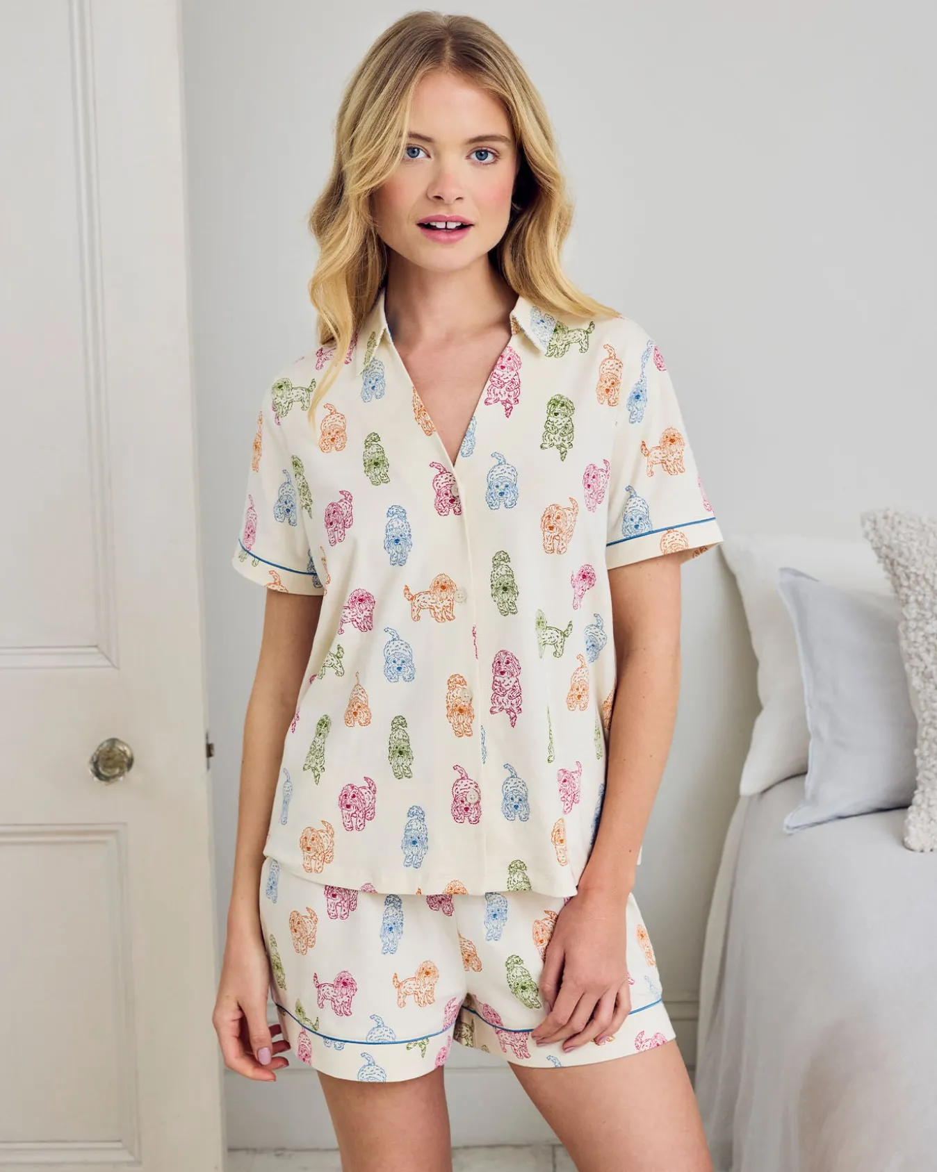 Organic Cotton Rainbow Cockapoo Print Short Pyjama Set