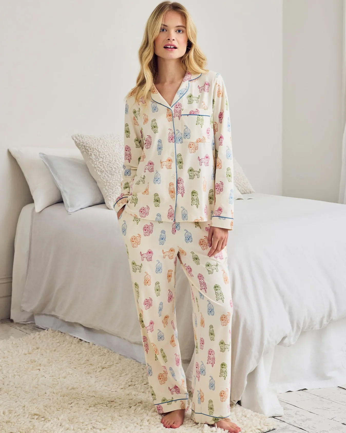 Organic Cotton Rainbow Cockapoo Print Long Pyjama Set