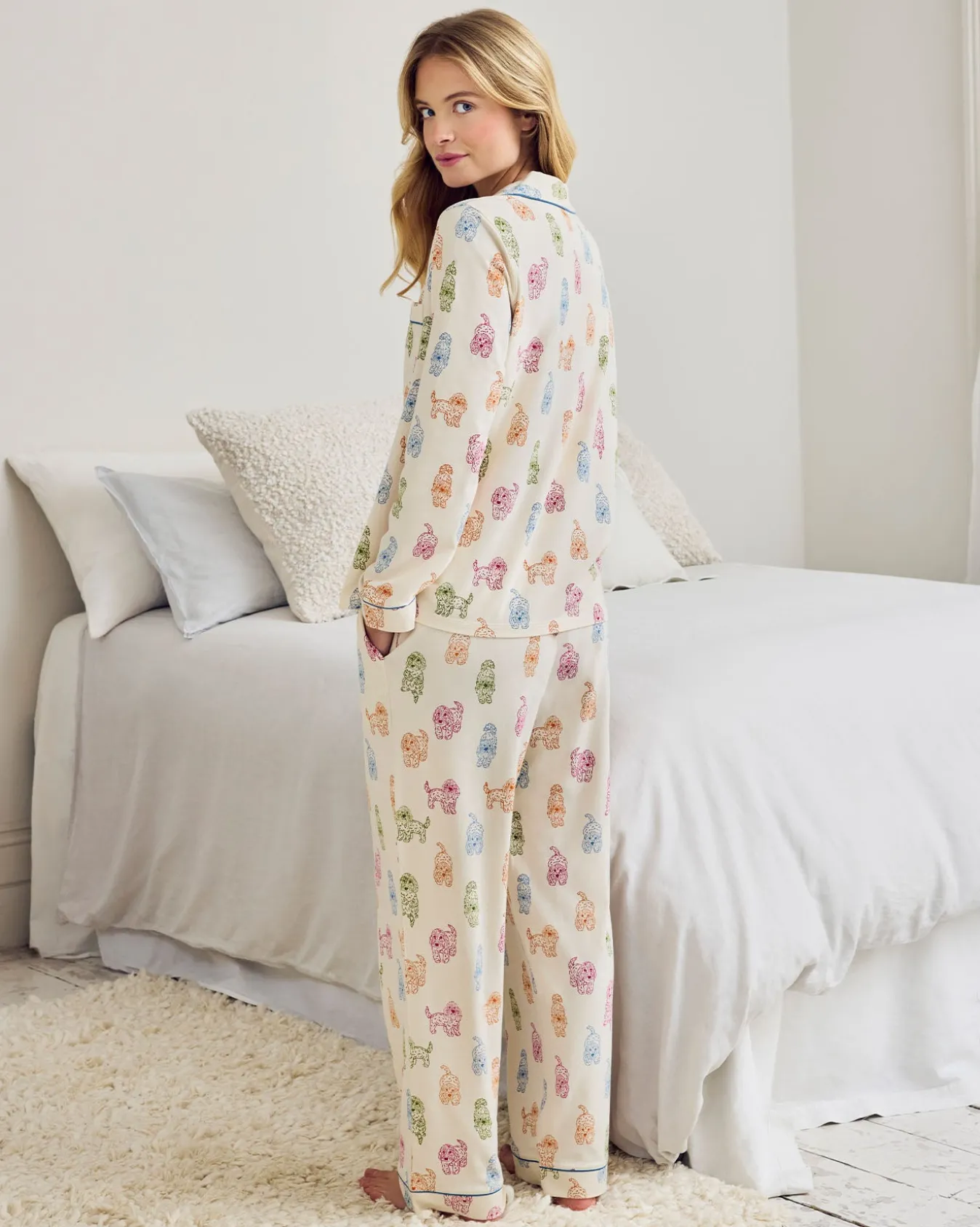 Organic Cotton Rainbow Cockapoo Print Long Pyjama Set