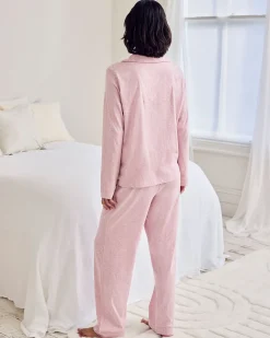 Organic Cotton Scallop Edge Long Pyjama Set - Pink