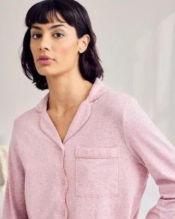 Organic Cotton Scallop Edge Long Pyjama Set - Pink