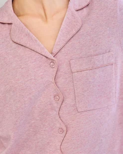 Organic Cotton Scallop Edge Short Pyjama Set - Pink