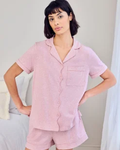 Organic Cotton Scallop Edge Short Pyjama Set - Pink