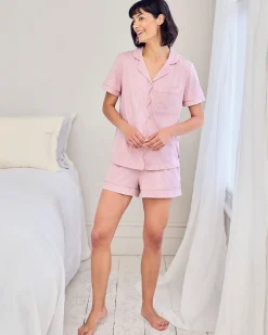 Organic Cotton Scallop Edge Short Pyjama Set - Pink