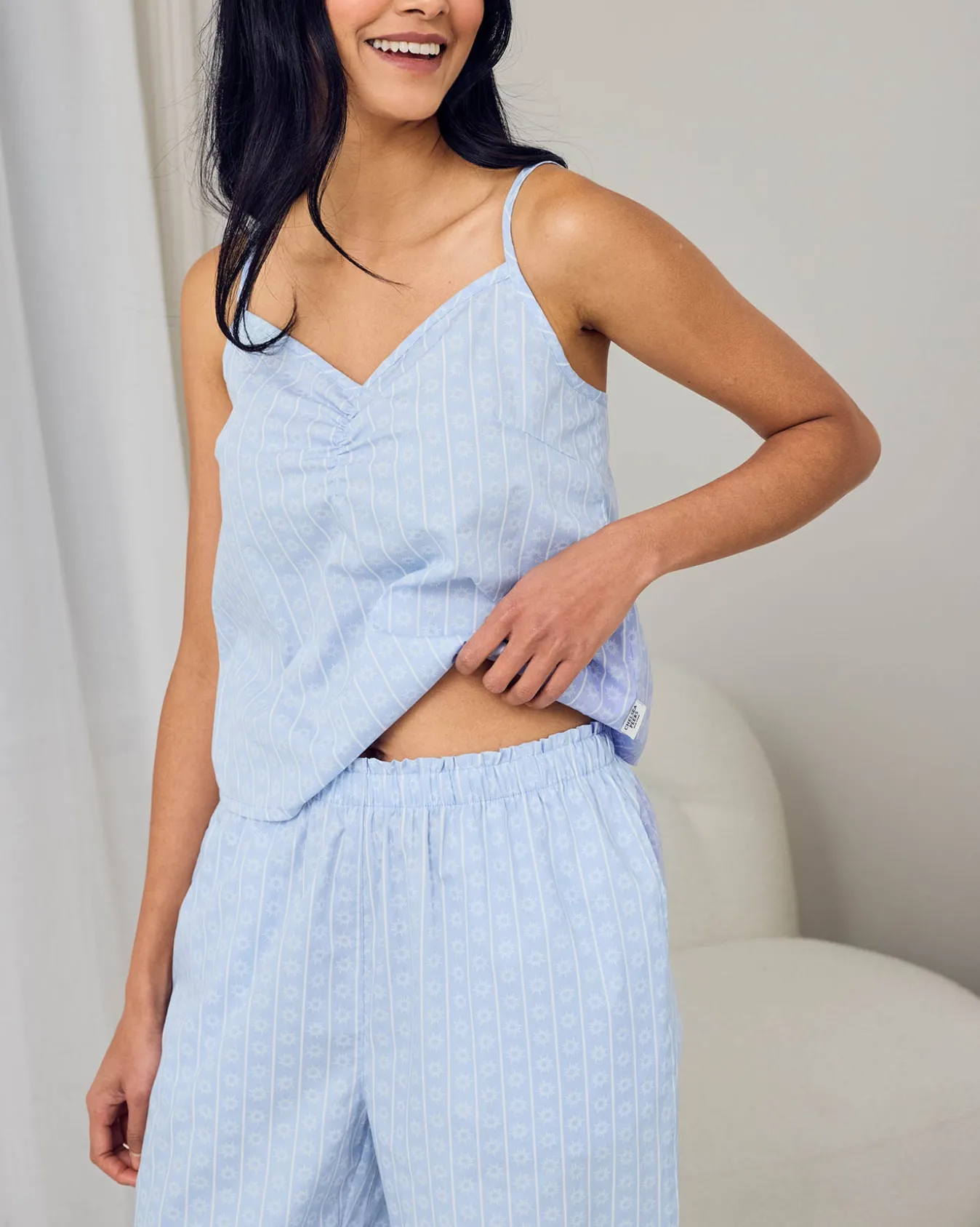 Organic Cotton Soleil Stripe Print Cami Long Pyjama Set