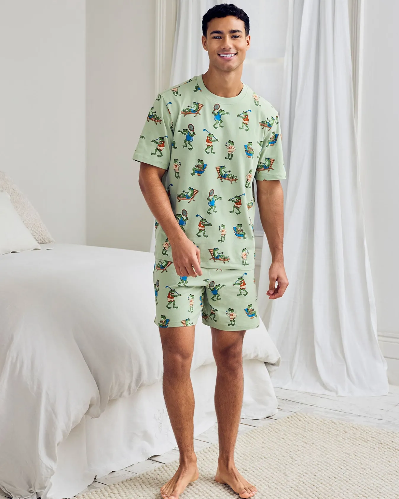 Organic Cotton Sports Frogs Print Short Pyjama Set