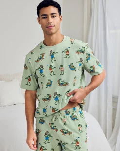 Organic Cotton Sports Frogs Print Short Pyjama Set