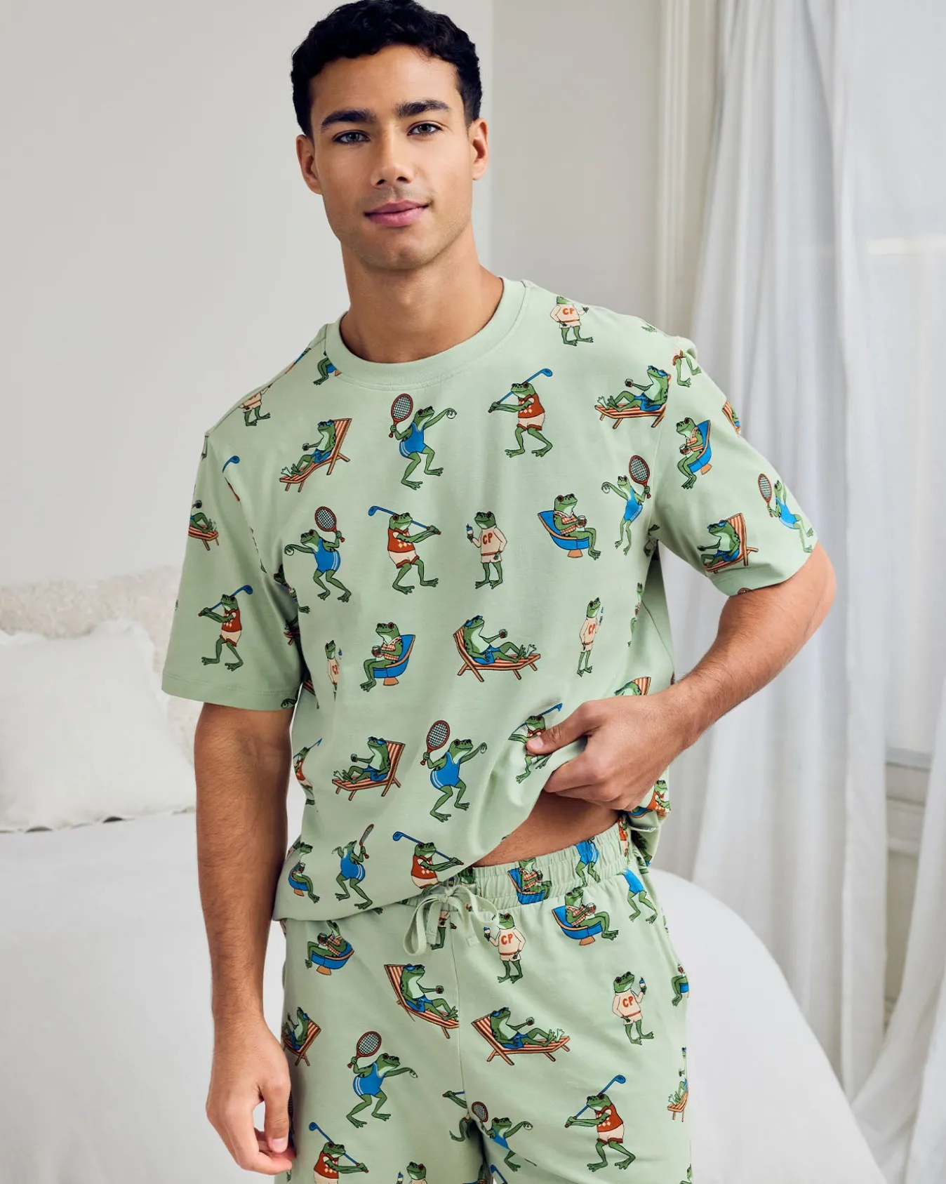 Organic Cotton Sports Frogs Print Short Pyjama Set