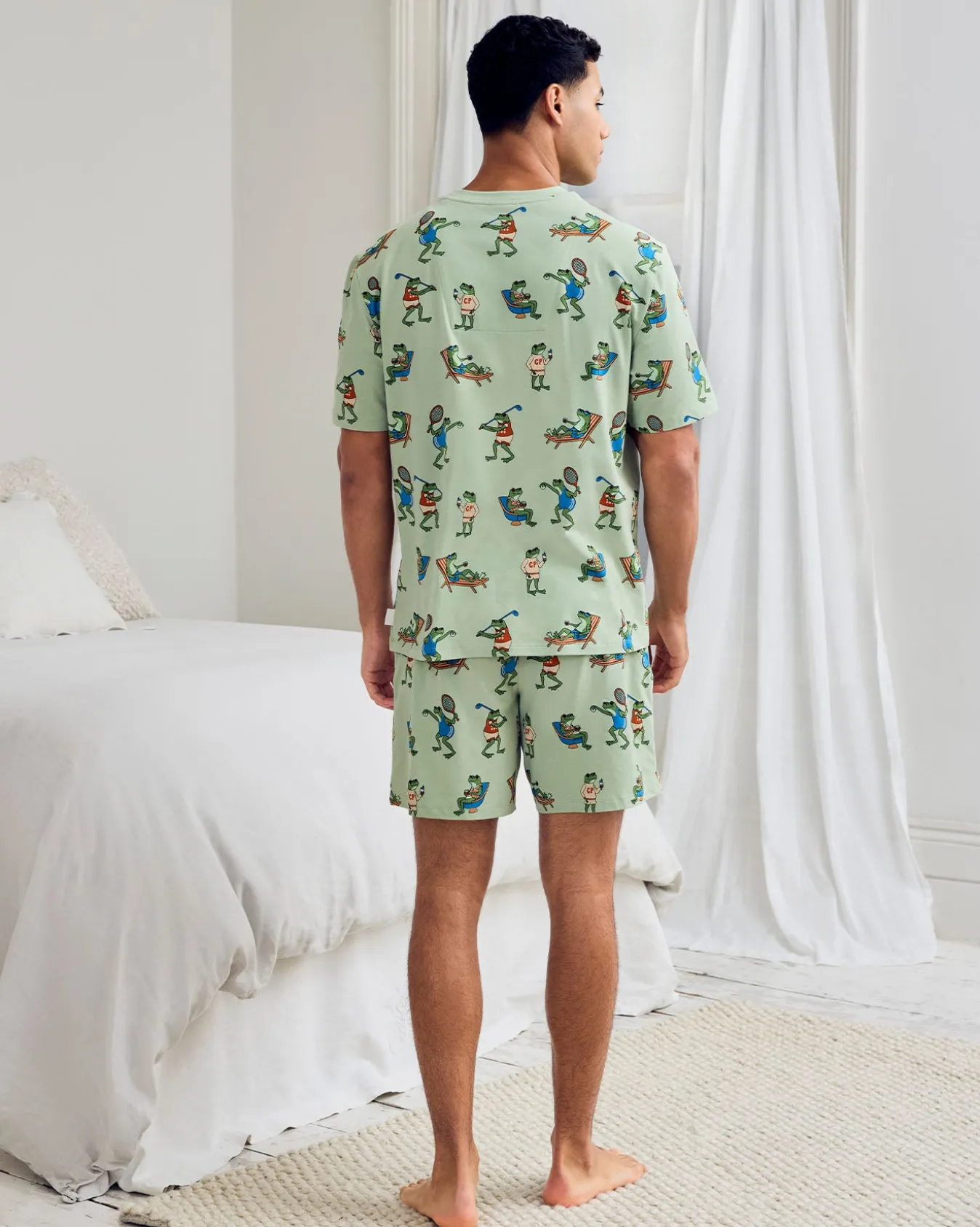Organic Cotton Sports Frogs Print Short Pyjama Set