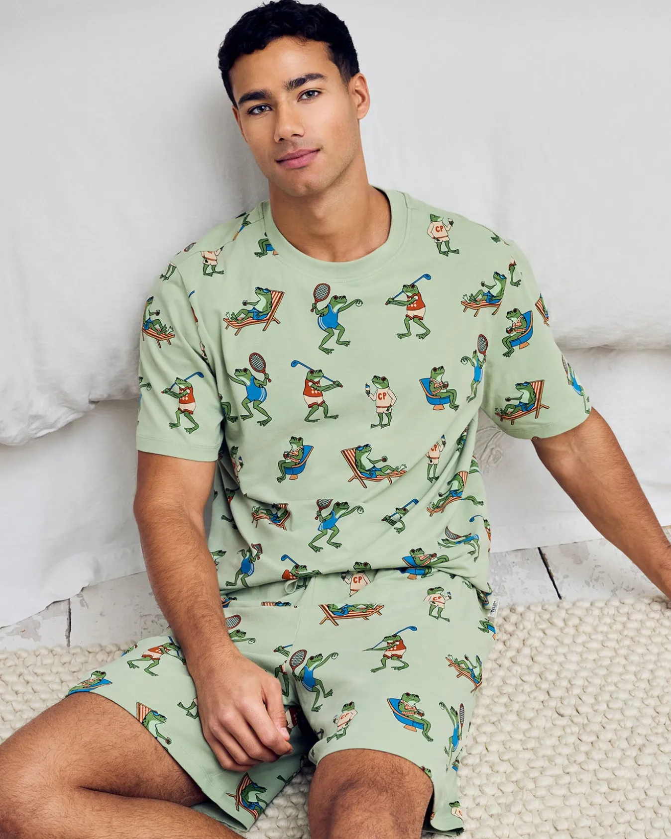 Organic Cotton Sports Frogs Print Short Pyjama Set