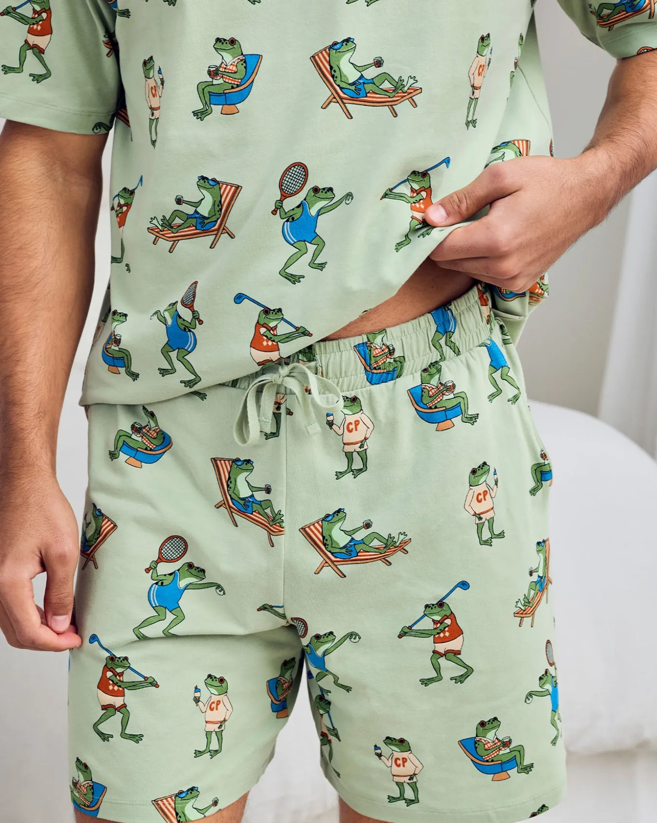 Organic Cotton Sports Frogs Print Short Pyjama Set