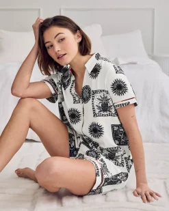 Organic Cotton Stamp & Tile Print Short Pyjama Set