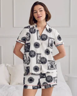 Organic Cotton Stamp & Tile Print Short Pyjama Set