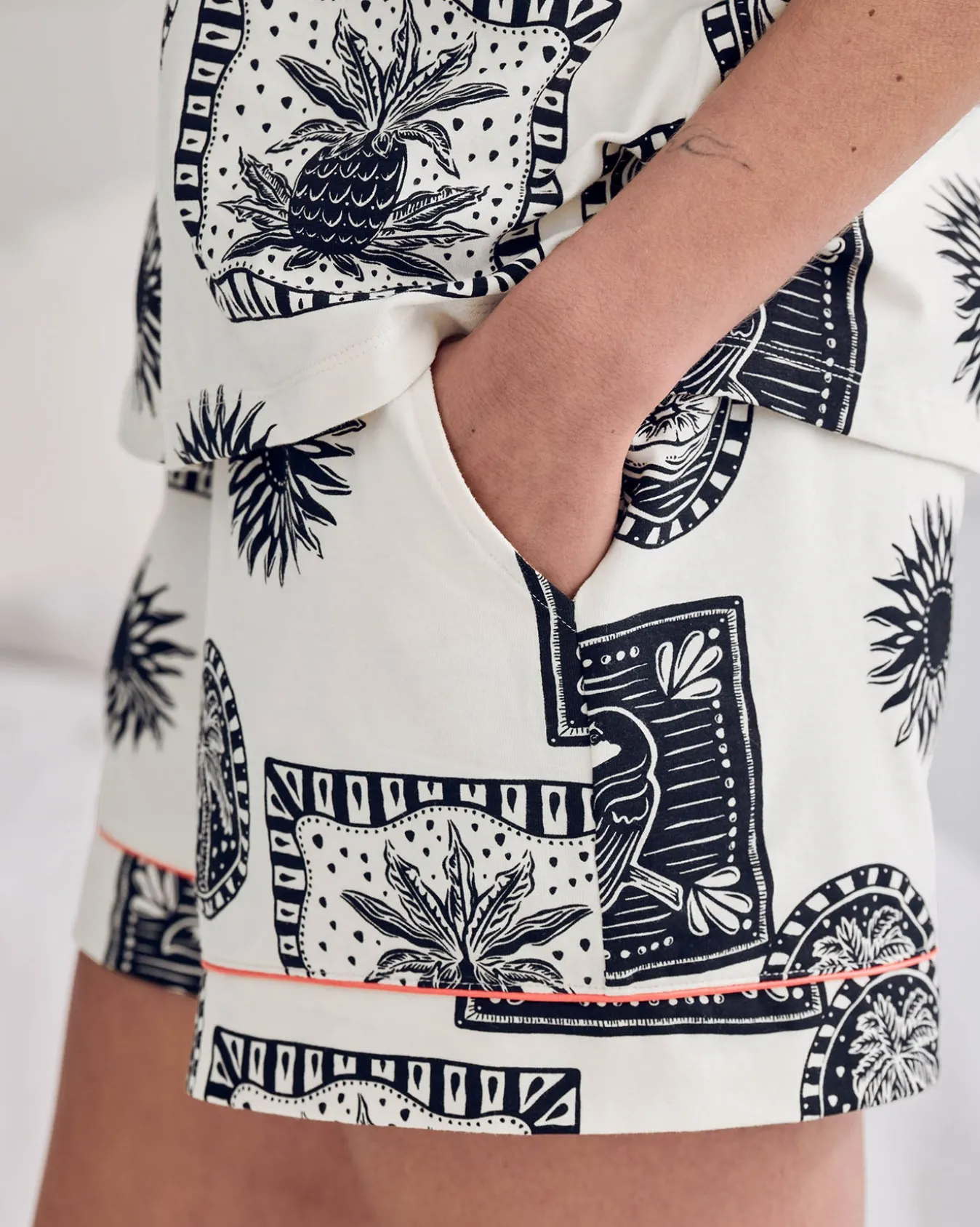 Organic Cotton Stamp & Tile Print Short Pyjama Set